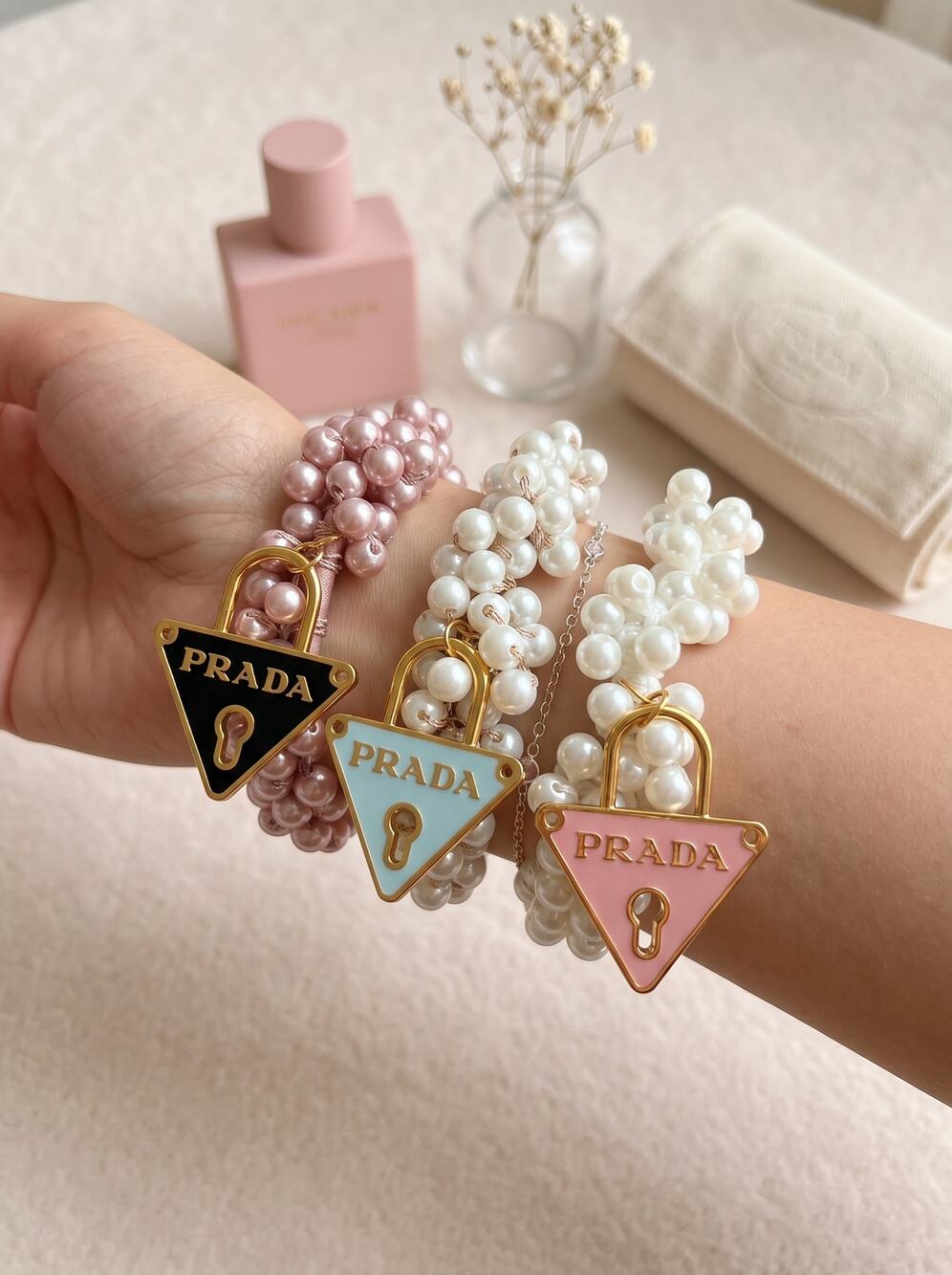 ✨ Special Prada Upcycled Tag Bracelet and Hairtie 2in1!!